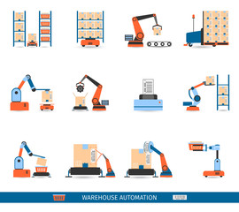  Warehouse Robots Icons Set