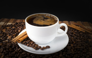 white coffee cup on background