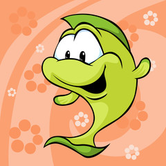 cute carp fish on abstract background - vector illustration