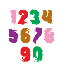 Handwritten contemporary vector digit set, doddle hand-painted s