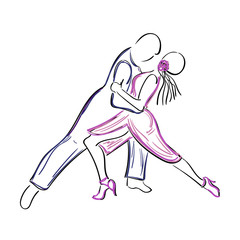 Dancing couple illustration.