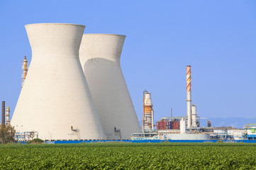 Nuclear power station ander blue sky