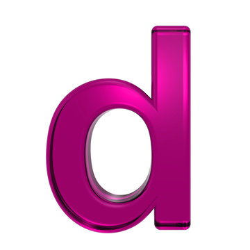 One lower case letter from pink alphabet set, isolated on white. Computer generated 3D photo rendering.
