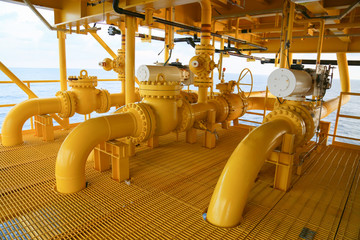 pipelines on oil and gas platform for production, Oil and gas process and control by automation...