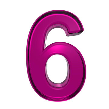 One digit from pink alphabet set, isolated on white. Computer generated 3D photo rendering.