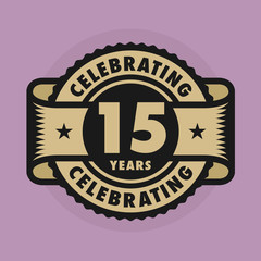 Stamp with the text Celebrating 15 years anniversary