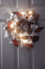 Christmas wreath and light