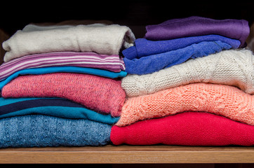 stack of clothes from knitted knitwear