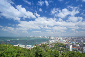 Fototapeta na wymiar building and skyscrapers in day time at Pattaya, Thailand