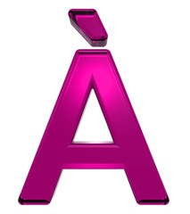One letter from pink alphabet set, isolated on white. Computer generated 3D photo rendering.