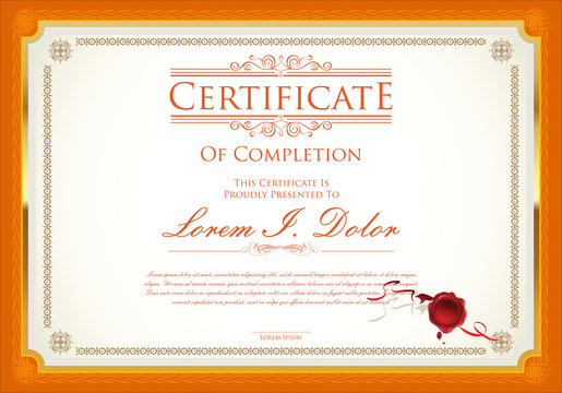 Certificate or diploma template retro vintage design