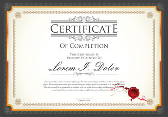 Certificate or diploma template retro vintage design