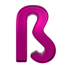 One letter from pink alphabet set, isolated on white. Computer generated 3D photo rendering.