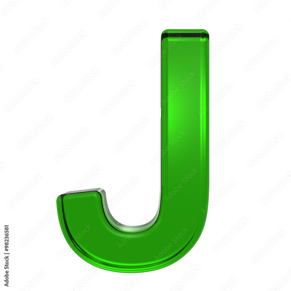 Fototapete one letter from emerald alphabet set, isolated on white. computer generated 3d photo rendering.