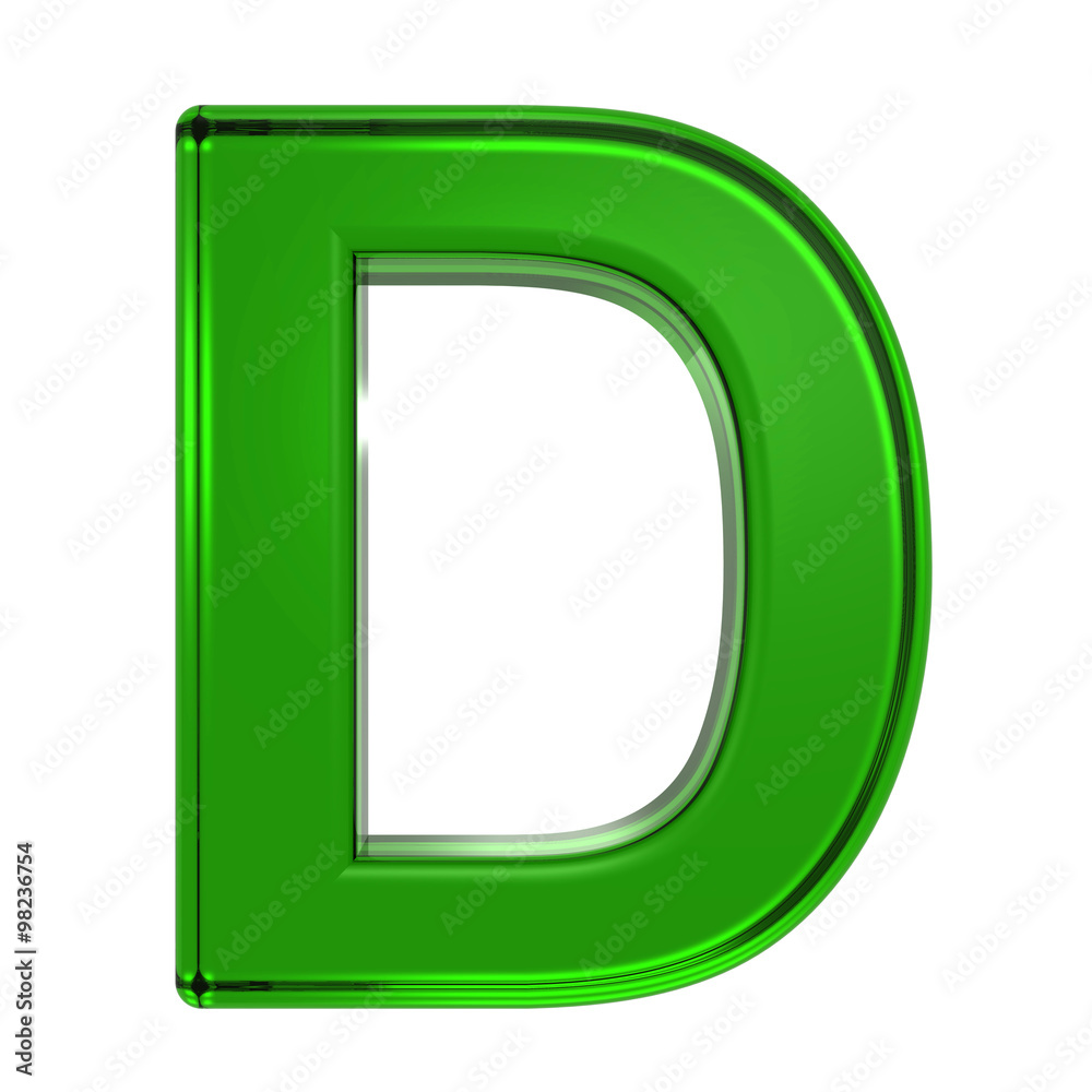 Fototapete one letter from emerald alphabet set, isolated on white. computer generated 3d photo rendering.