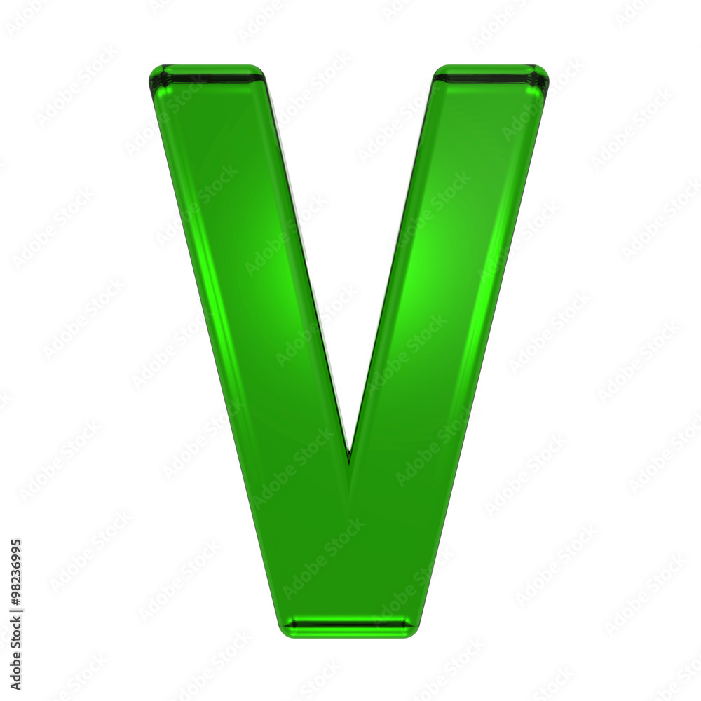 Fototapete one letter from emerald alphabet set, isolated on white. computer generated 3d photo rendering.