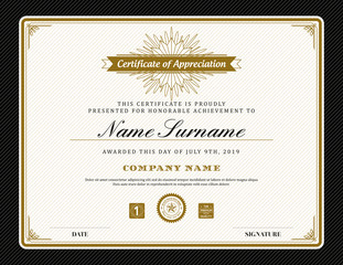 Vintage retro art deco frame certificate background template