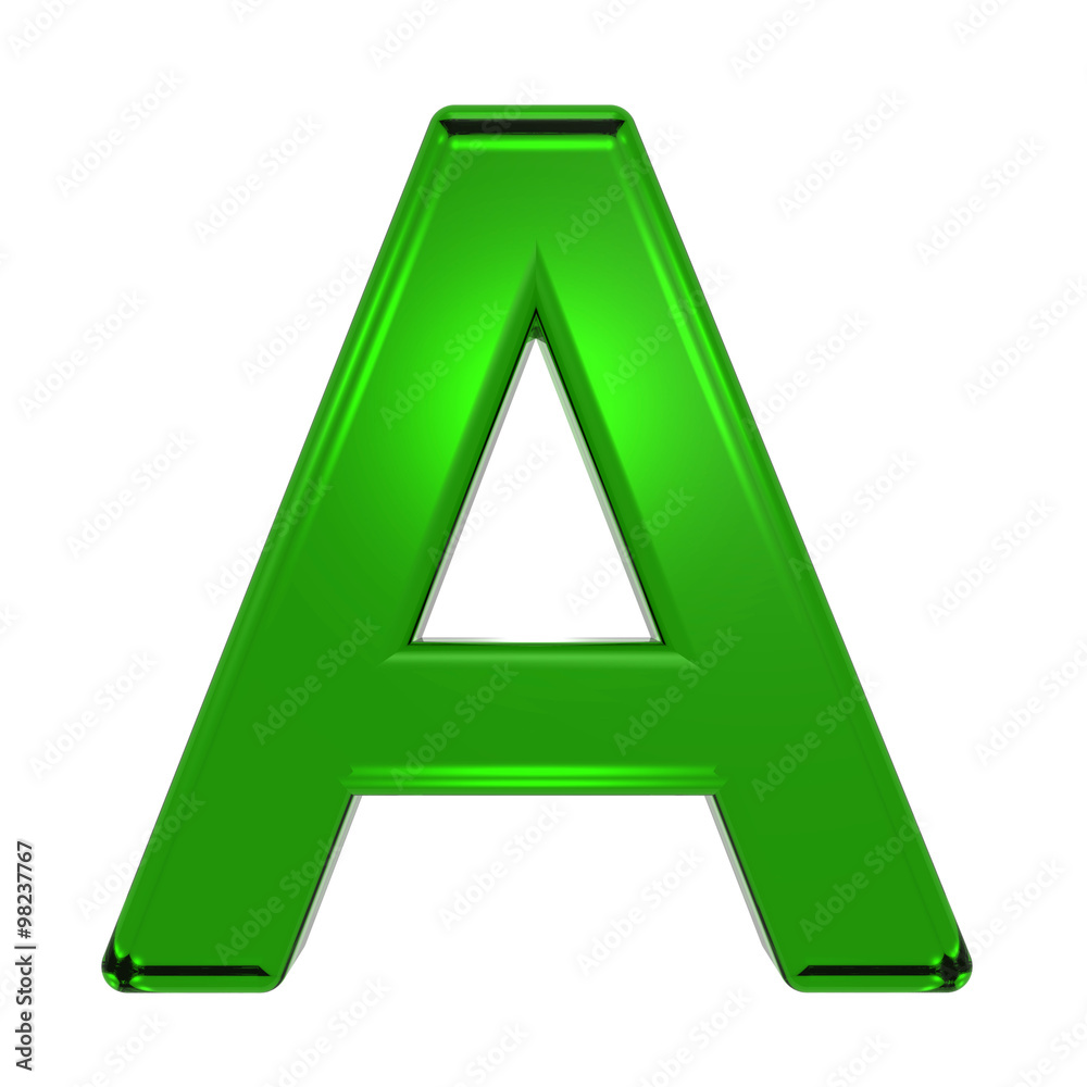 Fototapete one letter from emerald alphabet set, isolated on white. computer generated 3d photo rendering.