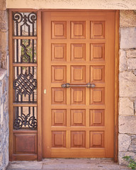 contemporary house wooden door, Athens Greece