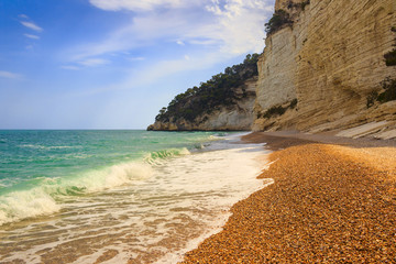 The most beautiful coasts of Italy:Baia dei Mergoli beach (Apulia),The beaches offer a breathtaking...