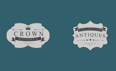 Set of vintage designer badges and labels