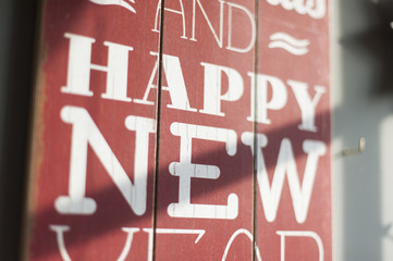Happy New Year on red vintage board