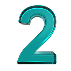 Naklejka premium One digit from turquoise alphabet set, isolated on white. Computer generated 3D photo rendering.