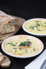 homemade vegetarian mushroom cream soup