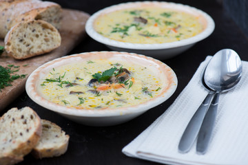 homemade vegetarian mushroom cream soup