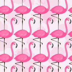 Foto auf Acrylglas Flamingo Muster mit rosa Flamingos