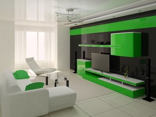 3D render modern interior of living-room.