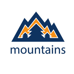 mountains and pines vector design template