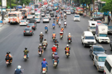 Traffic during the day in Bangkok ,Thailand.Blur or Defocus imag