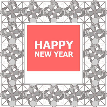 Happy New Year lettering Greeting Card. Photo Frame. Vector illustration