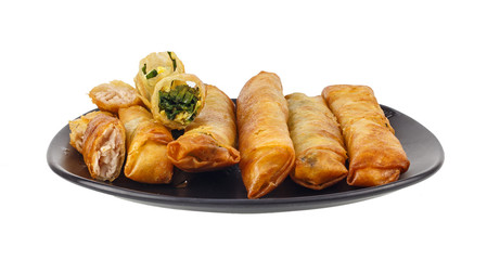 Deep fried spring rolls isolated