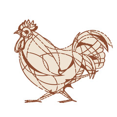 Rooster facet geometric polygonal illustration. B/W version.