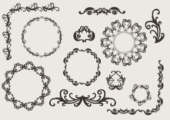 Obraz premium vector set: design ornaments and page decoration, label collection with vintage engraving elements