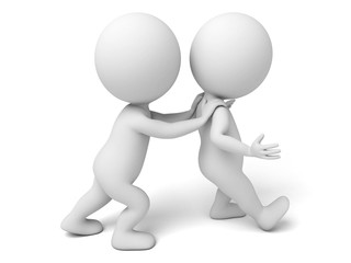 A 3d guy is pushing another one 