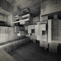Abstract empty concrete interior 3d illustration © evannovostro