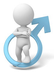 The 3d guy and a male sign