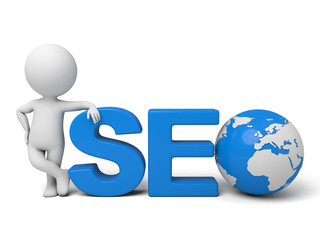The 3d guy and a written  SEO  of slogan