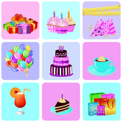 Birthday background with colorful party elements. eps 10 vector illustration