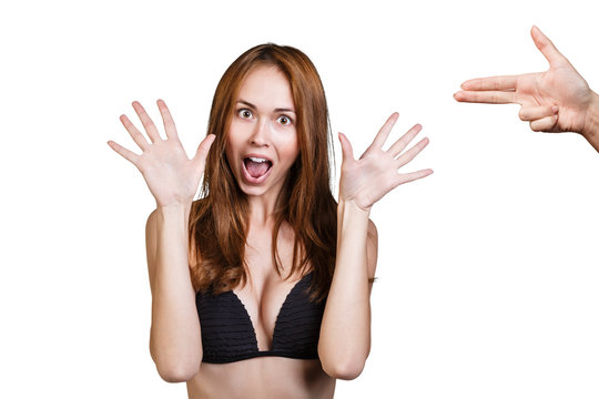 Woman Hand Showing Gun Gesture With Smoke