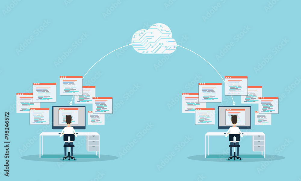 Poster people programming develop web site and application 