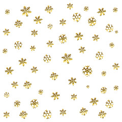 Gold snowflake seamless pattern. Vector illustration. Beautiful Christmas background.
