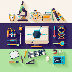 Science and Education. Flat design.