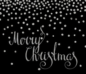 Silver calligraphic inscription Merry Christmas.