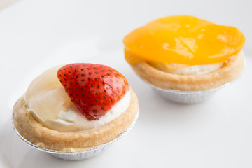 sweet strawberry, mango tart