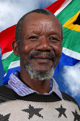 Happy South African Man and Flag