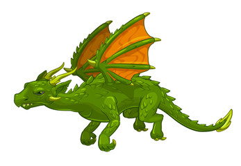 Fototapeta premium Green cartoon fantasy dragon